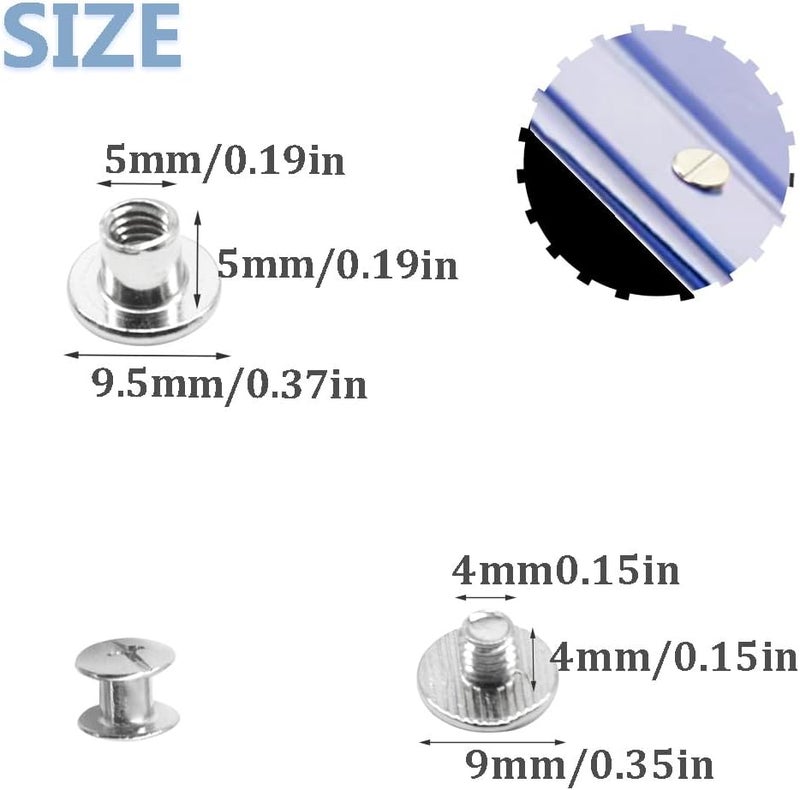 Ruidee 100Pcs/50Set Chicago Screws M5x5mm Book Binding Rivets Screw Posts Round Flat Head Stud Screw for DIY Leather Albums (DZBD/M5x5) - Image 2